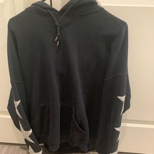 LF black hoodie with silver star patches